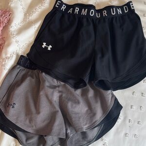 Under Armour Women's Black and Gray Athletic Shorts